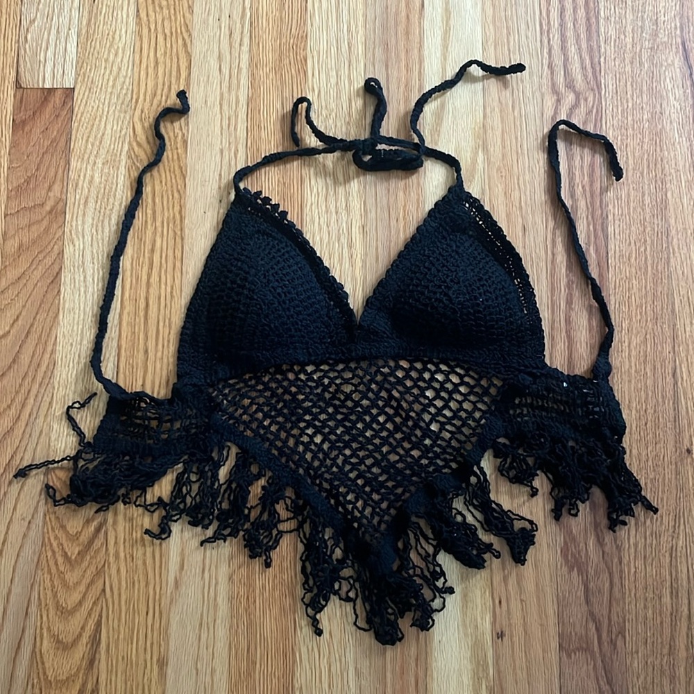 Crochet black top, perfect for festivals!